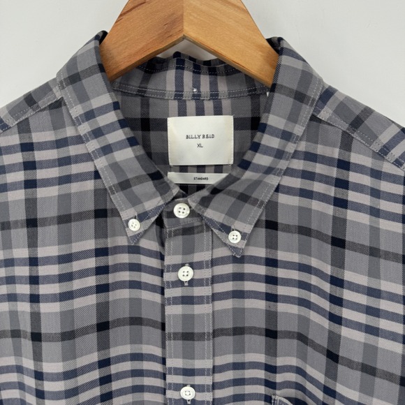 Billy Reid XL Gray Plaid Button Down Shirt Mens Long Sleeve Cotton Standard Fit - Picture 3 of 7